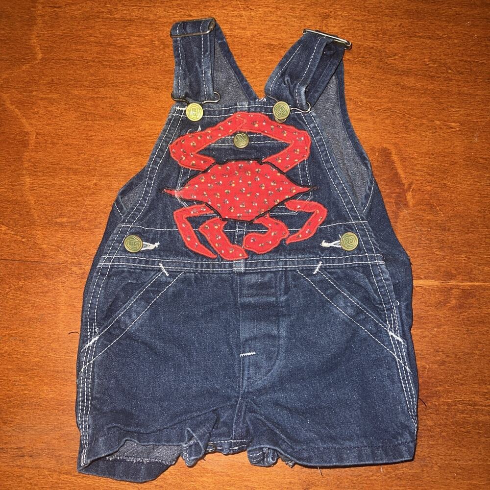 Mes Amis Sauvages Liberty Denim Overall CRAB Overlay Size 2T‎ Toddler Vintage